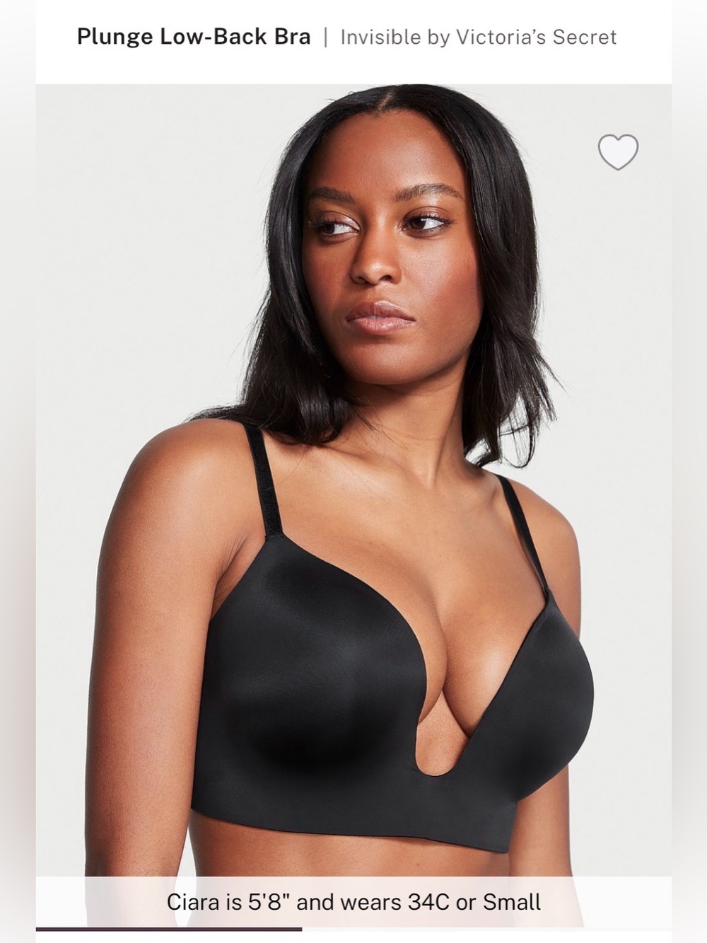 Victoria’s Secret Black Invisible Plunge Bra w/ Low Back 36DD/36E